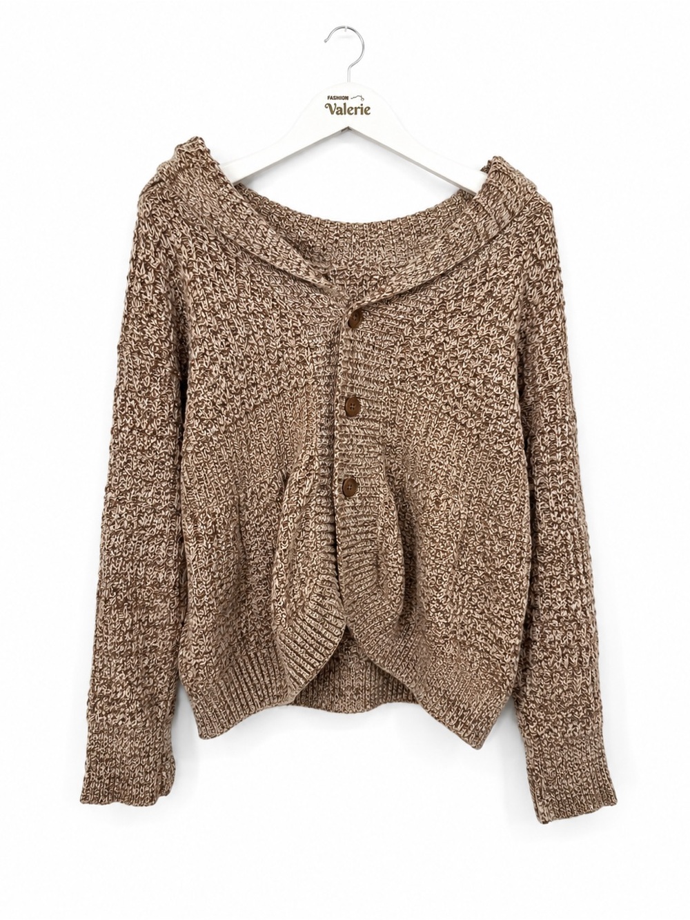 Laura Scott Brown Cardigan Sweater Cotton Blend Size Large